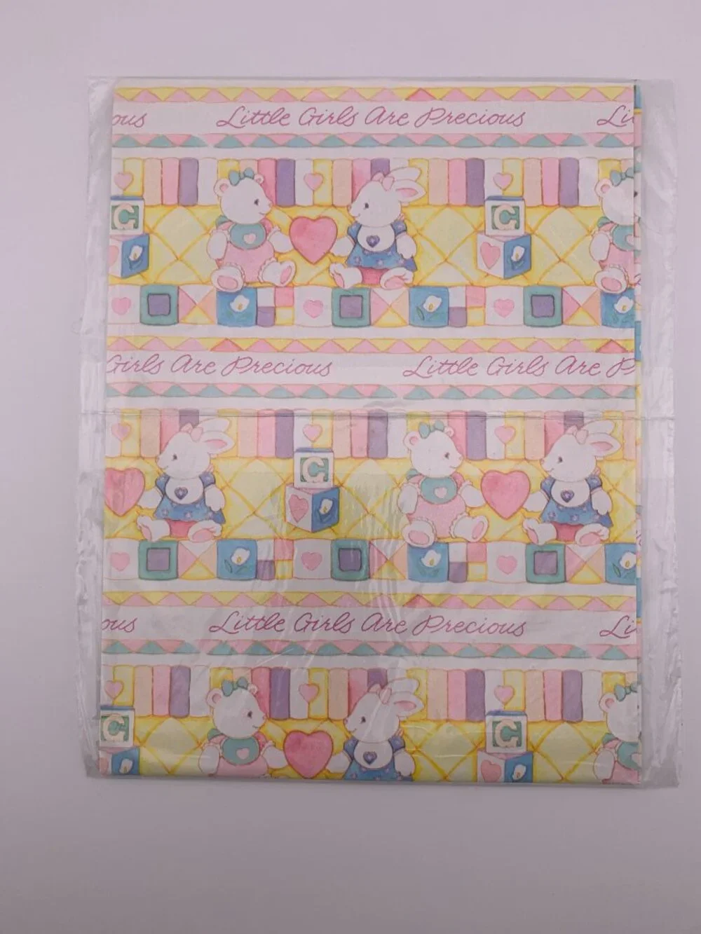 Vintage Baby Gift Wrap Paper Lot Boy Girl Nursery Print American Greetings X 2